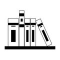 Book on shelf cartoon isolated in black and white