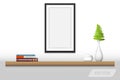 Book shelf and decorative interior, Vector design