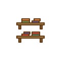 Book shelf filled outline icon