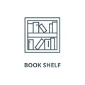 Book shelf line icon, vector. Book shelf outline sign, concept symbol, flat illustration Royalty Free Stock Photo
