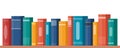 Book shelf with multicolored book spines. Books on a shelf. Vector illustration in flat style Royalty Free Stock Photo