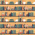 Book shelf seamless pattern illustration