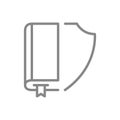 Book with shield line icon. Library protected, save ebook symbol Royalty Free Stock Photo
