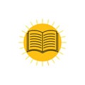Book shine sun education logo vector Royalty Free Stock Photo