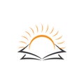 Book shine sun symbol logo vector Royalty Free Stock Photo