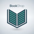 Book shop logo isolated on modern background. Can be used for bookshop, store, market, sale etc. Vector Illustration. Royalty Free Stock Photo