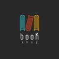 Book shop logo, mockup of sign literature store, design library icon