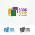 Book shop logo set consisting of books Royalty Free Stock Photo