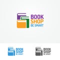 Book shop logo set consisting of books different color Royalty Free Stock Photo