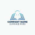 book and shopping bag logo template, market education logo design Royalty Free Stock Photo