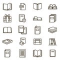 Book Signs Black Thin Line Icon Set. Vector