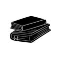 Book in simple style, vector illustration. Icon of book silhouette stack with ribbon for print and design. Isolated