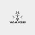 book sing vocal learning line logo template vector illustration