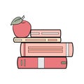 Book stack apple pink Royalty Free Stock Photo