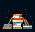 Book stack. Huge pile of books and encyclopedias, education and success concept, university library, academic and school knowledge Royalty Free Stock Photo