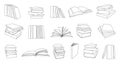 Book stack isometric simple sticker black line set