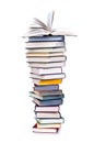 Book stack with open book Royalty Free Stock Photo