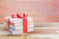 Book stack with ribbon Royalty Free Stock Photo