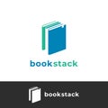 Book stack book store library education logo icon symbol with negative space style Royalty Free Stock Photo