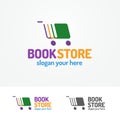 Book store logo set consisting of books and cart Royalty Free Stock Photo