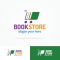 Book store logo set consisting of books and silhouette shopping cart Royalty Free Stock Photo