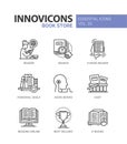 Book store - modern color vector single line icon set Royalty Free Stock Photo