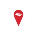 Book store shop pin point icon logo for map location vector Royalty Free Stock Photo