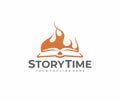 Book story logo design. Storytelling vector design