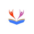 Book students stickfigure logo icon illustration