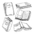 book study set sketch hand drawn vector