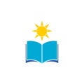 Book and sun icon or logo Royalty Free Stock Photo