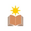 Book and sun icon or logo Royalty Free Stock Photo