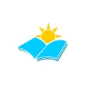 Book and sun icon or logo Royalty Free Stock Photo