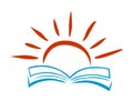 Book and sun logo icon vector Royalty Free Stock Photo