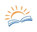 Book and sun logo icon vector.Education logo. Royalty Free Stock Photo