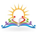 Book sun teamwork education logo vector image Royalty Free Stock Photo