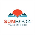 Book sun vector logo design. template design, open book and sun Royalty Free Stock Photo