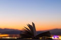 Book at sunset with the mountains in the background; amazing landscape view during blue hour.