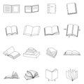 Book thin icons set