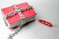 Book tied with chain and red pepper Royalty Free Stock Photo