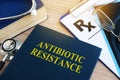 Book with title Antibiotic resistance. Royalty Free Stock Photo