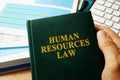 Book with title Human Resources HR Law. Royalty Free Stock Photo