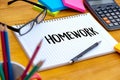 Book top view Conceptual of homewor School notebook