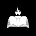 Book and torch education or library icon isolated on dark background Royalty Free Stock Photo