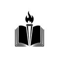 Book and torch education logo icon isolated on white background Royalty Free Stock Photo