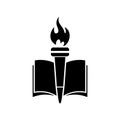 Book and torch education logo icon isolated on white background Royalty Free Stock Photo