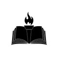 Book and torch education logo icon isolated on white background Royalty Free Stock Photo