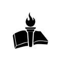 Book and torch education logo icon isolated on white background Royalty Free Stock Photo