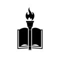 Book and torch education logo icon isolated on white background Royalty Free Stock Photo