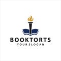 Book and torch, education vector logo design graphic template Royalty Free Stock Photo